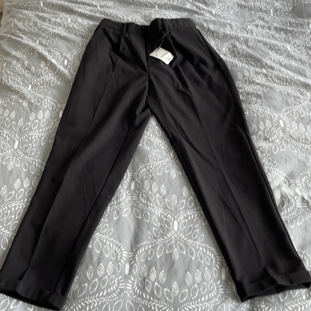 Black, ankle cropped. Stradivarius office pants